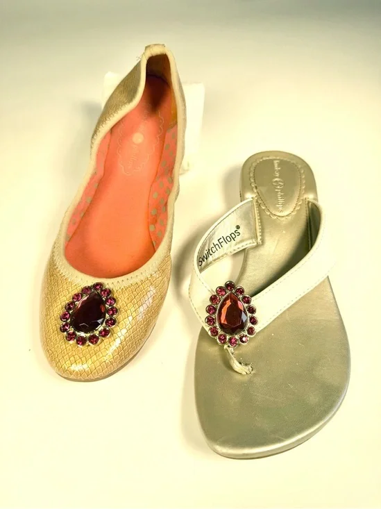 Lindsay Phillips Gold Ruby Gem Interchangeable Shoe Jewelry Charm Snaps - Picture 3 of 4